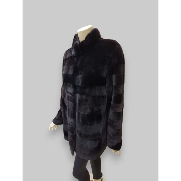Vintage Black Brown Sheared Mink Reversible Jacket -Medium/Large - Picture 7 of 16